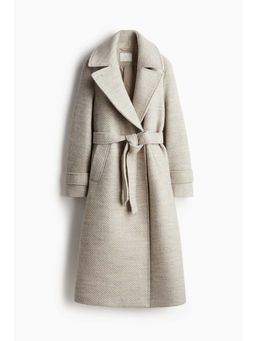 H&M - Women Beige Tie-Belt Twill Coat