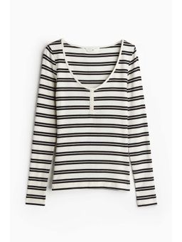 H&M - Women White Henley T-Shirt