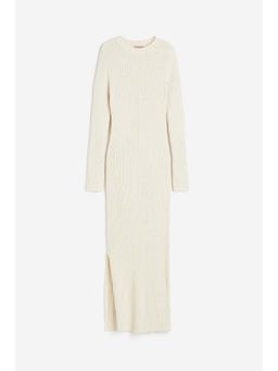 H&M - Women Beige Long Rib-Knit Dress