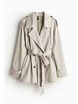H&M - Women Beige Short Trench Coat With Belt