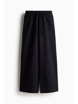 H&M - Women Black Wide Linen-Blend Pant