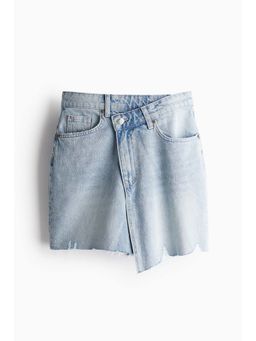 H&M - Women Blue Wrapover-Waist Denim Skirt
