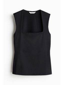 H&M - Women Black Square-Neck Jersey Top