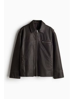 H&M - Women Brown Distressed-Look Coated Jacket
