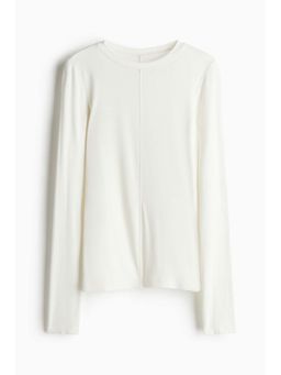 H&M - Women White Long-Sleeved Jersey T-Shirt