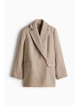 H&M - Women Beige Brushed-Finish Twill Blazer