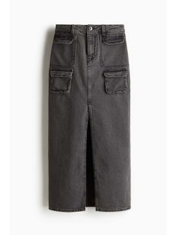 H&M - Women Grey Denim Cargo Maxi Skirt