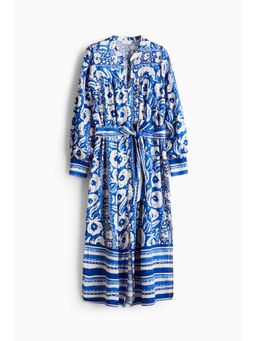 H&M - Women Blue Tie-Belt Kaftan Dress