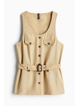H&M - Women Beige Belted Waistcoat