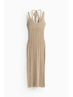 H&M - Women Beige Double-Layered Ladder-Stitch-Look Dress