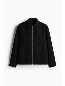 H&M - Men Black Regular Fit Zip-Through Overshirt