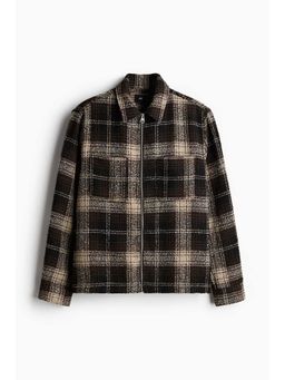 H&M - Men Brown Regular Fit Zip-Through Overshirt