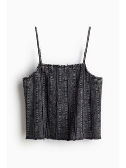 H&M - Women Black Washed-Look Strappy Crop Top
