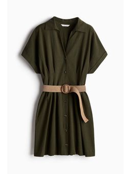 H&M - Women Green Belted Shirt Dress