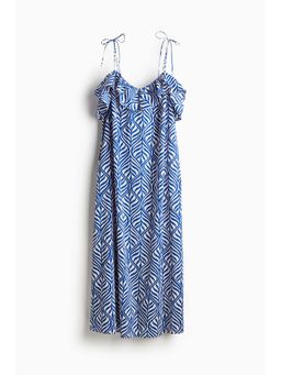 H&M - Women Blue Frill-Trimmed Strappy Dress