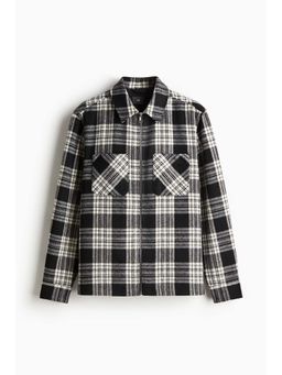 H&M - Men Black Regular Fit Zip-Through Overshirt