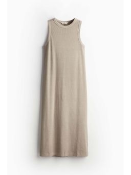 H&M - Women Beige Ribbed Midi Dress