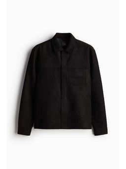 H&M - Men Black Regular Fit Napped Overshirt