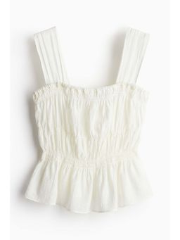 H&M - Women White Crepe Peplum Top