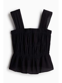H&M - Women Black Crepe Peplum Top