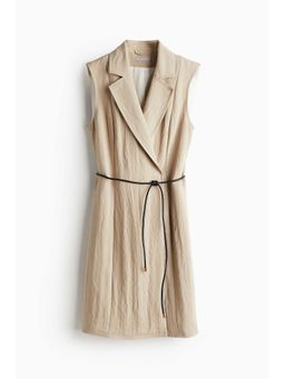 H&M - Women Beige Tie-Belt Blazer Dress