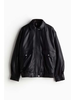 H&M - Women Black Oversized Coated Jacket