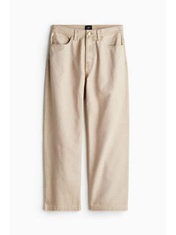 H&M - Men Beige Baggy Canvas Trouser
