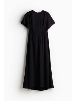 H&M - Women Black Long Smock-Waisted Dress