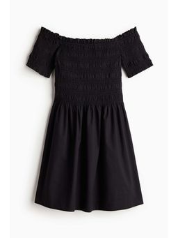 H&M - Women Black Smocked Off-The-Shoulder Dress