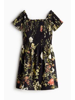 H&M - Women Black Smocked Off-The-Shoulder Dress