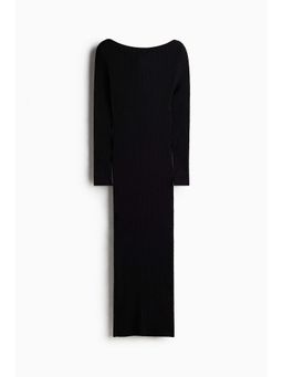 H&M - Women Black Boat-Neck Bodycon Dress