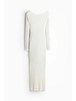 H&M - Women White Boat-Neck Bodycon Dress