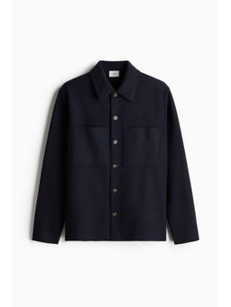 H&M - Men Navy Blue Regular Fit Wool-Blend Overshirt