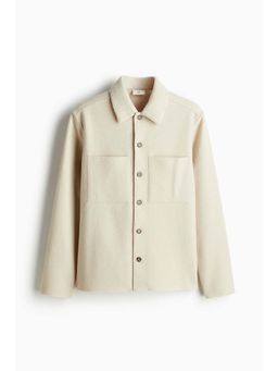 H&M - Men Beige Regular Fit Wool-Blend Overshirt