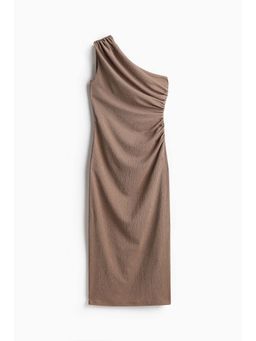 H&M - Women Beige Gathered One-Shoulder Dress