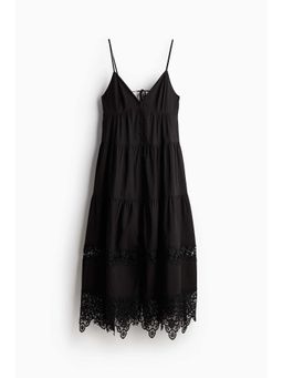 H&M - Women Black Lace-Trimmed Strappy Dress