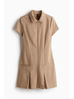 H&M - Women Beige Collared Zip-Front Dress