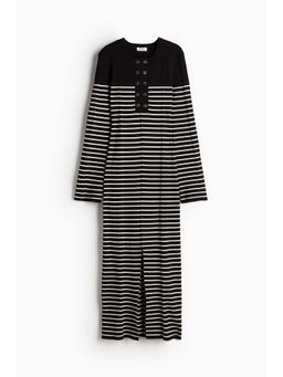 H&M - Women Black Long Rib-Knit Dress