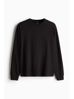 H&M - Men Black Loose Fit Cotton Jersey T-Shirt
