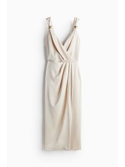 H&M - Women Beige Satin Wrap Dress