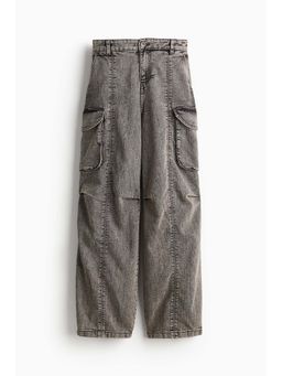 H&M - Women Grey Baggy Low Cargo Jeans