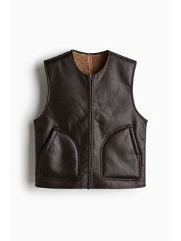 H&M - Men Brown Regular Fit Reversible Teddy Gilet