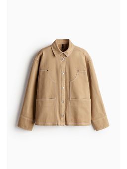 H&M - Women Beige Cotton Utility Overshirt