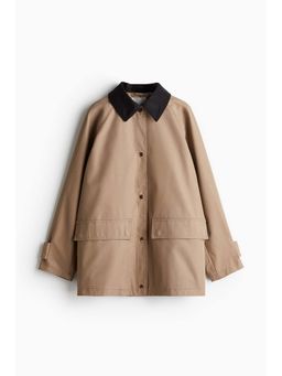 H&M - Women Beige Corduroy-Collared Twill Jacket