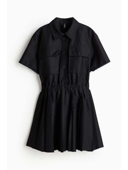 H&M - Women Black Pleated-Skirt Utility Dress