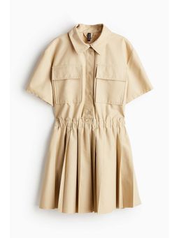 H&M - Women Beige Pleated-Skirt Utility Dress