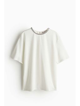 H&M - Women White Chain-Decorated T-Shirt