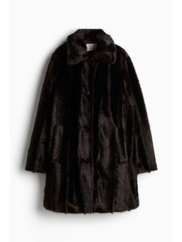 H&M - Women Brown Fluffy Coat