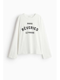 H&M - Women White Long-Sleeved Jersey T-Shirt