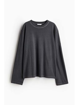 H&M - Women Grey Long-Sleeved Jersey T-Shirt